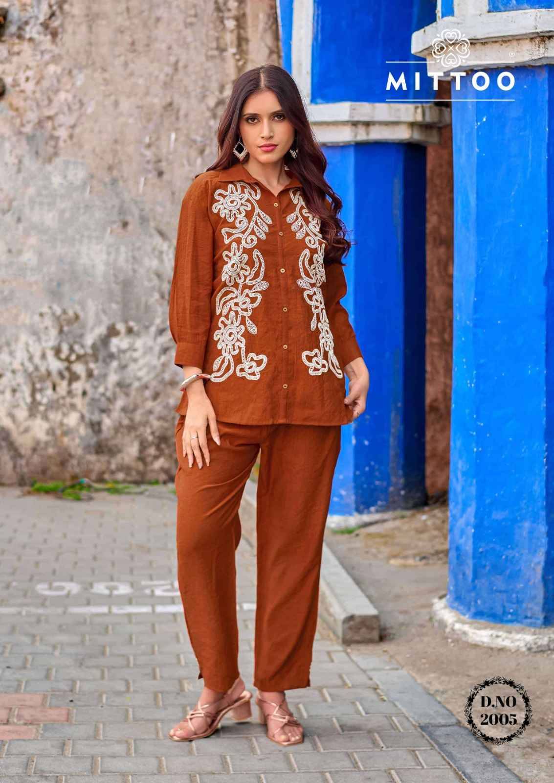 FANTASY By MITTOO 2001 To 2006 Series Designer Collection Viscose Crap Co-ord Set At Wholesale Price